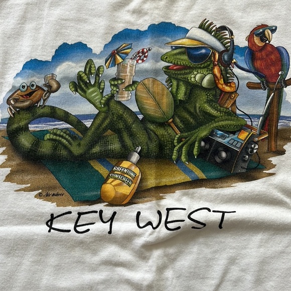 Vintage Key West Air waves Tee Stedman by Hanes XL tropical vacation 90s iguana - Picture 2 of 11